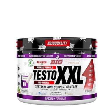 BIG - Testosterona Hombre - 60 Cápsulas - Precursor de Testosterona Natural para Aumento de Masa Muscular, Energía y Rendimiento Físico - Extractos Naturales, Maca, Tribulus Terrestris, Shilajit