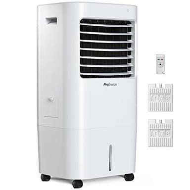 Pro Breeze Climatizador Evaporativo Portatil Silencioso Depósito 10L, 4 Modos, 3 Velocidades, Temporizador, Oscilación y Mando a distancia. Pinguino aire acondicionado portatil- Blanco