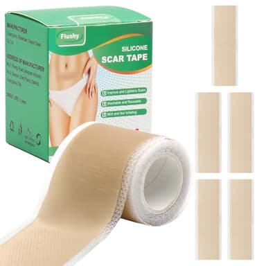 VEGCOO Cinta de Hoja para Cicatrices de Silicone, Parches Cicatrizantes Impermeable y Transpirable, Tiras Cicatrizantes Tapar Cicatrices para Diversas Cicatrices de la Piel (4X150CM)