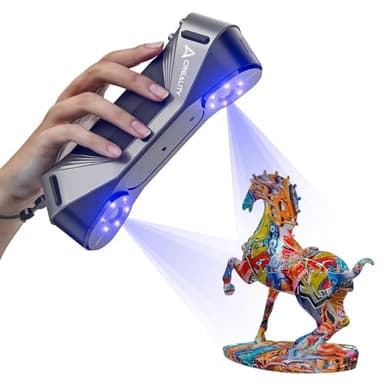 Creality CR-Scan Raptor Escáner 3D para Impresora 3D, 60fps Scanner 3D Portátil Admite Luz Azul/NIR en Modo Dual, Precisión 0.02mm, Escaneo de 5mm-2000mm para Autopartes/Ingeniería Inversa
