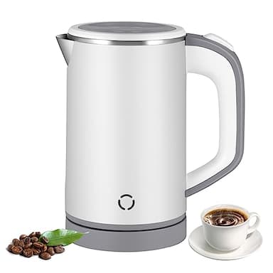 800ML Pava Electrica, 600W Jarra Electrica Calentar Agua, Hervidor de Agua Pequeño, Electric Kettle Inoxidable para té Café Leche para Bebés, Sobrecalentamiento Viaje Silencioso (Blanco)