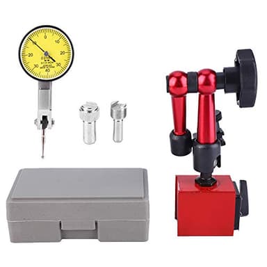 Indicador de Marcación con Base Magnética, Reloj Comparador 0,01mm con Soporte Base Magnetico Flexible Ajustable Rango 0~0,8 mm, Indicador de Prueba de Cuadrante con Interruptor ON/OFF