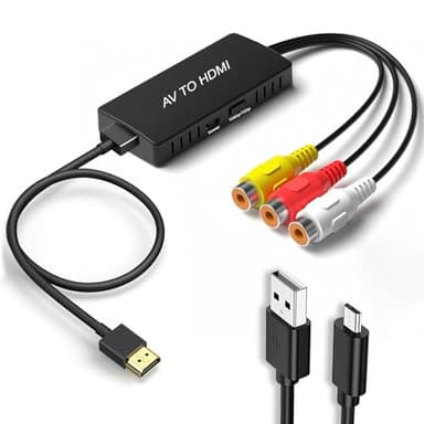 RCA a HDMI Adaptador HDMI, 720/1080p Convertidor Audio y Video Compatible con PAL/NTSC para PC Portátil PS2 PS3 Xbox N64 STB VHS VCR Cámara DVD
