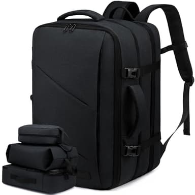 LOVEVOOK Mochila Viaje Cabina Avion Maletas De Viaje Cabina, 50L Equipaje De Mano Mujere Hombre, Mochila Para Portátil 18 Pulgadas, Travel Backpack Cabin Bag para Viagem Trabajo Escuela, Negro