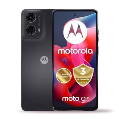 Motorola Moto G24,8GB(4+4GB RAM Boost)/128GB, España, Pantalla HD+6,56", Cámara Dual 50 MP + 2MP, Dolby Atmos, Android 14, 5000 mAh con Carga TurboPower 15W (Incluido), DualSIM,Incluye Funda,Gris