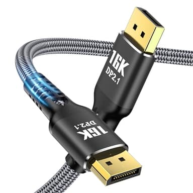 Angusplay 16K Cable DisplayPort 2.1 3m / 2m / 1.5m / 1m / 5m, Ultra HD 16K @ 60Hz, 8K @ 120Hz, 4K @ 240Hz 165Hz 144Hz HBR3 Alta velocidad 80Gbps, Trenzado Long metros Display Port Cable DP 2.0 1.4