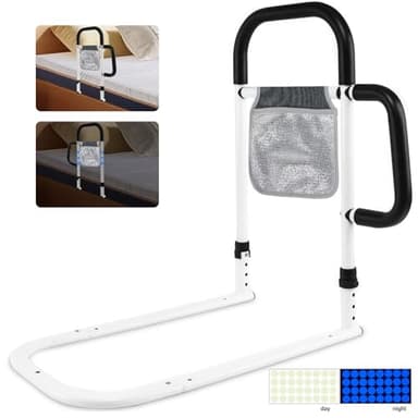 LMLJINTL Barrera Cama Adultos Ajustables en Altura - Barandilla Cama Adultos Seguridad - Protección Anticaídas - Ayuda para Levantarse - con Bolsa de Almacenamiento y Adhesivo Fluorescente