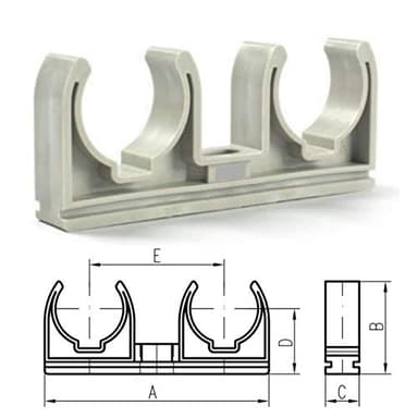 50x Doble Rohrclip 16mm Abrazadera Soporte Tubos Clipser Abrazadera de Tubo Abrazadera