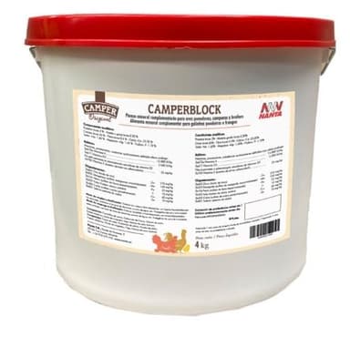 Camperblock 4kg - Nanta. Pienso Mineral EN Bloque complementario para gallinas ponedoras, Camperas y Pollos. Aporte de Calcio. con Concha de ostra.