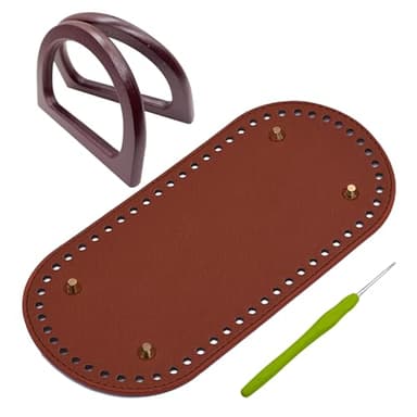 Yayatty Fondo de Bolso de Ganchillo con Asas y Asas para Bolsos de Madera, Oval Cojín Inferior de Cuero, Bolso Tejido a Mano de Bricolaje, Adecuado para Bolsas de Ganchillo (Marrón)