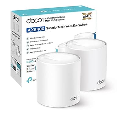 TP-Link Deco X60 (2-Pack) V3.2 - WiFi Mesh AX5400 Mbps, Sistema WiFi 6, Cobertura WiFi hasta 500 m2, Fácil instalación, Control Parental, Compatible con Todos routers de Fibra
