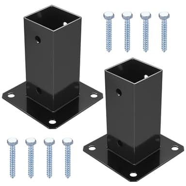 2 Pcs Soporte de Postes para Vallas Cuadrado, Soportes de Poste, Base de Poste de Anclaje Poste Atornillable para 60x60 mm Postes de Madera, Suelo Hormigón Jardin Cenadores Barandillas Buzón