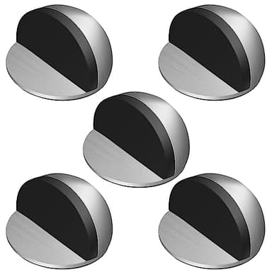 Nutabevr 5 Piezas Tope de Puerta de Acero Inoxidable y Goma para Suelo, Tope Adhesivo, no Se Requiere Taladrar, Protección de Pared y Muebles