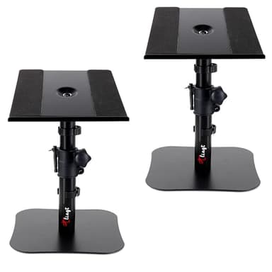 Juego de 2 soportes para altavoces de escritorio, bandeja de metal de 22,5 x 24 cm, base plana compatible con cualquier escritorio, ideal para altavoces de monitor de estudio de 5 a 7 pulgadas,