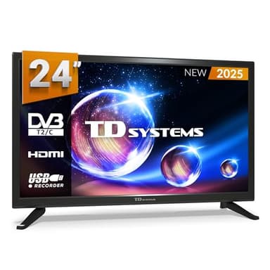 TD Systems - Televisor 24 Pulgadas 3 años de garantía (No Smart TV). televisión TDT 2025, televisores con HDMI, USB Reproductor y Grabador - PRIME24M20H