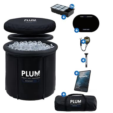 PLUM – Eisbad Premium XL Komplettset – Ice Bath Recovery Tub mit Komplettes Zubehör für Crioterapia – Luxus Eistonne für Zuhause mit 5 dicken Isoliersnichten