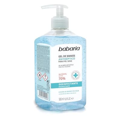 Babaria - Gel Hidroalcoholico Manos - 500ml | Ideal Para Oficinas | Gel Antiséptico Desinfectante | Hidratante