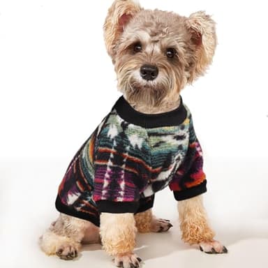 YAODHAOD Jersey para perros pequeños, suéter de forro polar para perros, ropa de invierno para perros, estilo étnico, sudadera térmica ultra suave para cachorros de invierno, sudadera para mascotas