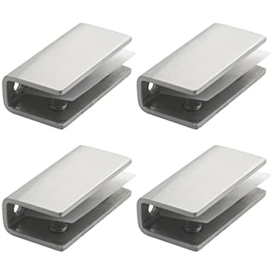 GmeDhc Pinzas para Cristal de Acero Inoxidable, 4 Piezas Abrazaderas de Vidrio Cuadrado, Acabado Cepillado, Abrazaderas de Cristal para Barandilla Estante Pasamano, Plata