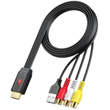 Neoteck AV a HDMI Convertidor 1080P CVBS Adaptador de Audio y Vídeo con Conversión 16:9/4:3 Soporta PAL/NTSC para Wii/PS1/PS2/N64/Xbox - Entrada Hembra
