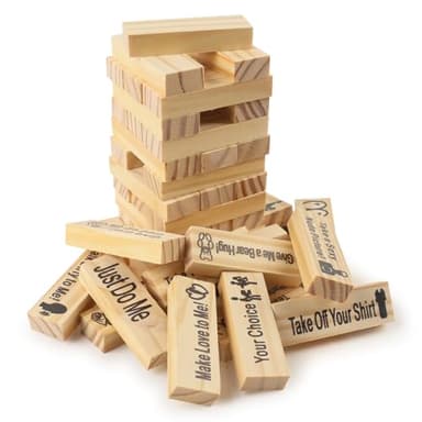 TIVUNORON Juego de Torre de Parejas, 48 Piezas Juego de Apilar Parejas, Torre de Bloques Super Traviesa, con Retos para Calentar Romance, Juego de Torre de Lujuria, Regalos para Una Cita Nocturna