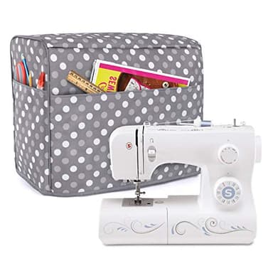 Luxja Antipolvo Funda para Máquina de Coser, Funda de Tela con Bolsillos para Máquina de Coser y Los Accesorios, Puntos grises