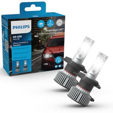 Philips Ultinon Pro6000 Standard H4-LED lámpara LED homologada*, +220% más brillante**, 5.800K, juego de 2