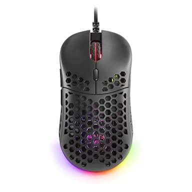 Mars Gaming MM55 Negro, Ratón Gaming RGB Chroma, Ultra-Ligero 55g, 12800 dpi, Switches Mecánicos Programables HUANO