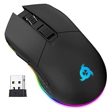KLIM Blaze – Ratón inalámbrico RGB – Recargable + Sensor de Alta precisión con batería de Larga duración + 10000 dpi Ajustable + Modos e inalámbrico + Novedad + (Negro)