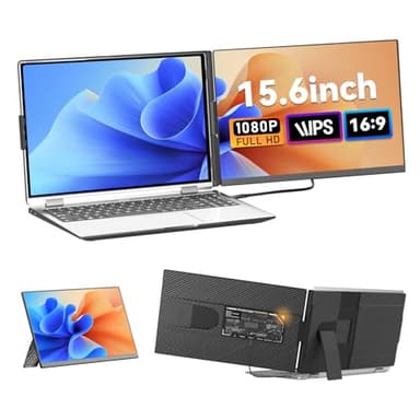 siaviala Monitor PortáTil Mejorado De 15.6", Extensor De Monitor Doble para PortáTil Fhd 1080p IPS, Extensor De Pantalla Desmontable para Viajes Que Se Adapta A PortáTiles De 13-17.3"