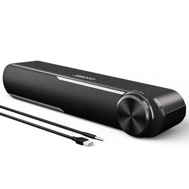 Jeecoo A30 Altavoces Pc USB，Barra de Sonido con 3,5 mm Jack, Alimentación USB Altavoces Pc para Ordenador, Portátil Móvil,Teléfonos Inteligentes,Tablet,TV Negro