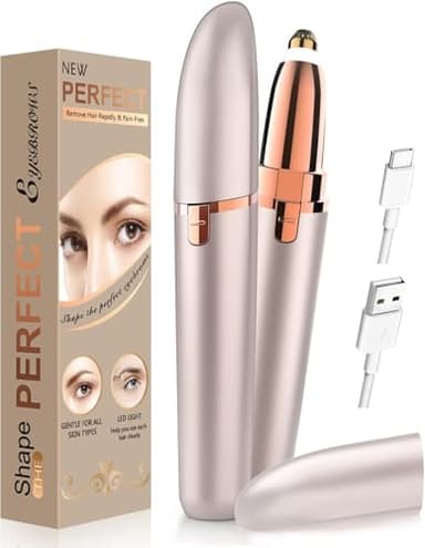 Depilador Cejas de Mujer Depiladora Facial - Depiladora Cejas Depiladora de Cejas Electrico Mujer Depiladora Cejas y Bigote Mujer in Dolor para Cara Nariz Labio cejas USB Recargable con Luz LED