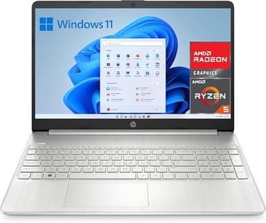 HP 15s-eq2172ns - Ordenador portátil de 15.6" FHD (AMD Ryzen 5 5500U, 16GB RAM, 512 GB SSD, AMD Radeon, Windows 11) Plata - Teclado QWERTY Español