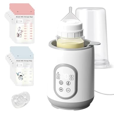 Bizcasa Calentador de Biberones, Multifuncional Calienta Biberones, Calienta/Descongela Alimentos, Esterilizador de Biberones, Temperatura Inteligente, Con chupete y bolsa para guardar leche (Blanco)