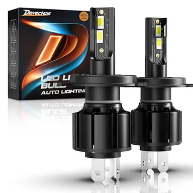 DeveChos H4 LED Bombillas para Coches: HB2 9003 Lámparas Faros 55W 12000LM, Kit de Reemplazo Halógena/Xenón 6000K Blanco