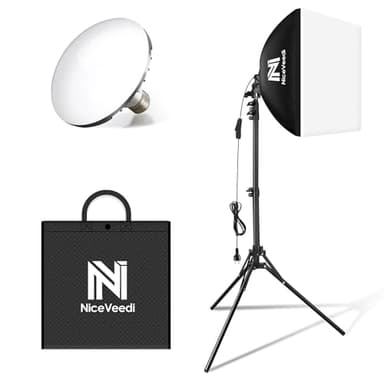 LED Softbox, Foco Fotografía 40 x 40 cm lámpara de fotografía con trípode de 160 cm y Bombilla LED 50 W/5400 K, iluminación Continua para fotografía/grabación de vídeo/transmisión en Vivo (1 Paquete)