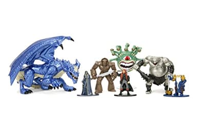 Jada Toys Dungeons and Dragons Figuras Set (Mega Pack con 7 figuras coleccionables en 3 tamaños) – Figuras DND de metal a partir de 12 años (elfo, bárbaro humano, enano, golem, ogro, beolder, dragón),