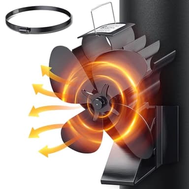 Drcokars Ventilador Magnético para Estufas de Leña, Ventilador de Chimenea Accionado por Calor, Ventilador Silencioso de 4 Palas para Chimenea/Pellet/Estufa de Gas/Log/Pellet