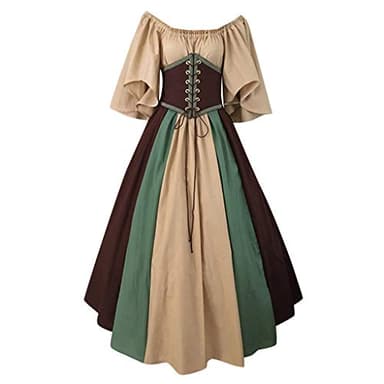 Yolimok Disfraz de Halloween Vestidos Medievales para Mujer Disfraces Renacimiento Vestido Gótico Vestido de Noche con Ribete Encaje Disfraces Originales Halloween Cosplay Disfraz para Carnaval