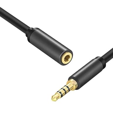 CABLEPELADO Cable alargador Jack 3.5 mm con microfono 4 Pines | Alargador Auriculares 3.5mm | Macho a Hembra | Compatible con Compatible con PS5 / PS4, Cascos, Altavoz, PC, Móvil | Negro | 3 Metros