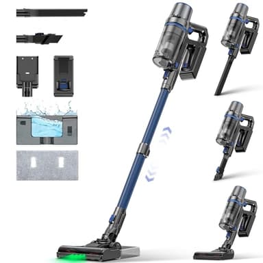 Linkifly Aspiradora sin Cable con Mopa, 550W/45kPa, A10 Aspiradora Escoba sin Cable con Luz LED Verde, Aspira y Friega, Aspirador Inalámbrico Potente para Suelo/Alfombras/Pelos de Mascotas
