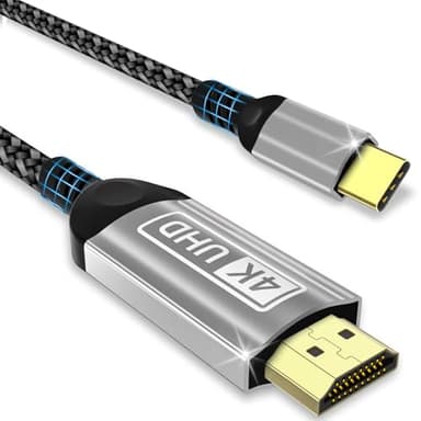 CKCN Cable HDMI a USB C 3 Metros, Cable USB C a HDMI 4K UHD Thunderbolt 4/3 Cable Tipo C a HDMI Compatible con i Phone 15/16 Pro, MacBook Pro/Air, i Pad Pro, Samsung Galaxy S24/S23, Gris, 3m