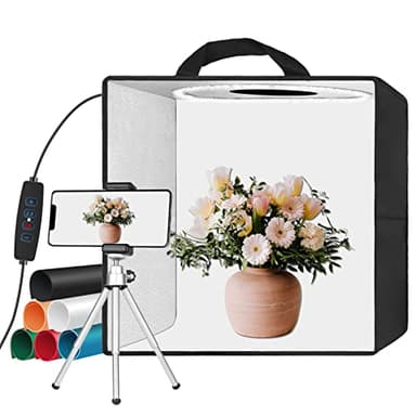 EMART Caja de Luz Fotográfica 30x30cm, Estudio Fotográfico con 120 Luces LED y 6 Fondos Impermeables, Kit Portátil de Tienda de Tiro Regulable para Joyas y Artículos Pequeños