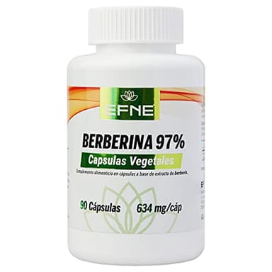 EFNE | Berberina 97% de Concentración | Dosis alta 634 MG/Cápsula | Extracto de Berberis - 1500 mg | 90 Cápsulas Veganas con Berberina HCl | Control de la glucosa y reducir triglicéridos