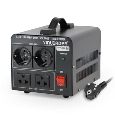 Yinleader 1500VA - Transformador Elevador/Reductor de Voltaje de 1500 Vatios EE.UU. - Convertidor de Energía de 220 Voltios - 220V / 110V 1500W Estabilizador de voltaje automático