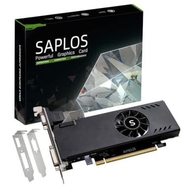 SAPLOS Radeon RX 550 Tarjeta Grafica, 4GB, GDDR5, 128-bit, VGA DVI-D HDMI, Perfil bajo, Graphics Card for PC Gaming, GPU, DirectX 12
