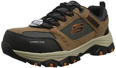 Skechers GREETAH, Zapatillas para Hombre, Brown Suede Leather W/ Textile, 48.5 EU