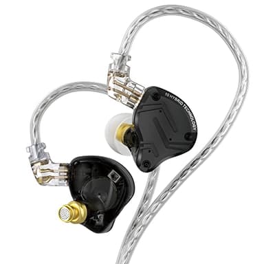 KZ ZS10 Pro X In Ear Monitor, 4BA+1DD Auriculares híbridos HiFi con Monitor de oído, Auriculares con Cable con Cable de 2 Pines de 0,75 mm para audiófilos (X Negro, sin micrófono)