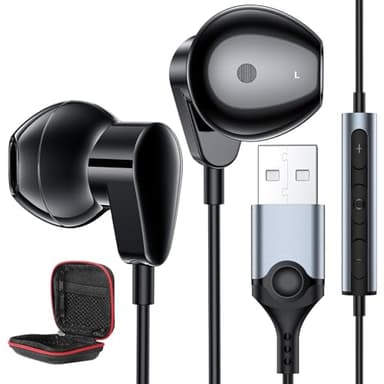 Auriculares PC con Micrófonos,Ligeros Audifonos USB A para Juegos,Cancelación de Ruido Gaming Auricular para Portátil con Micrófonos Control Audio Audifonos para Transmisión En Vivo PS 4 PS 5 Oficina