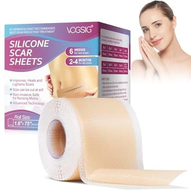 1 Pack Hojas de silicona de cicatrices, Parches Cicatrizantes (1.6 X 75'',1.9 M), Láminas de silicona parches cicatrizantes para cicatrices causadas por cesárea,cirugía,quemaduras, reutilizables